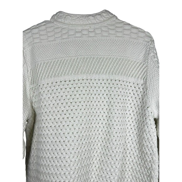 L.L. Bean‎ Women’s 1X Cotton Fisherman Cable Knit Cardigan Sweater Ivory - Picture 11 of 14